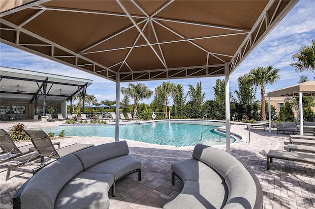 view of pool featuring a patio area