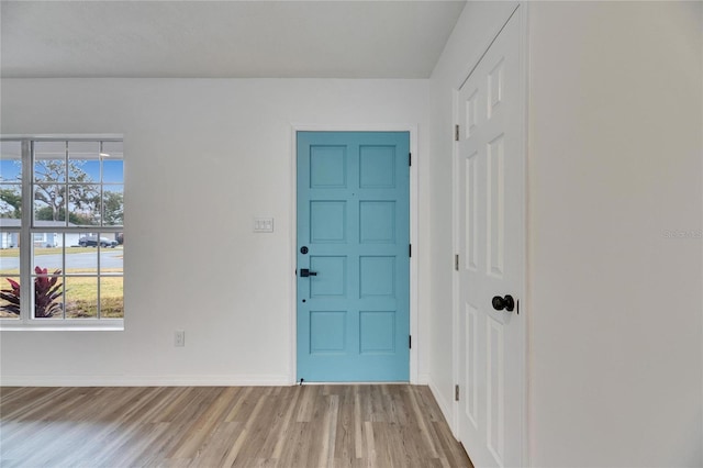 foyer with light hardwood / wood-style flooring