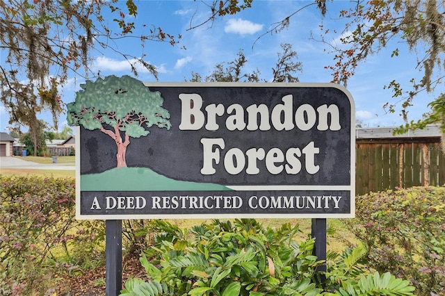 view of community sign