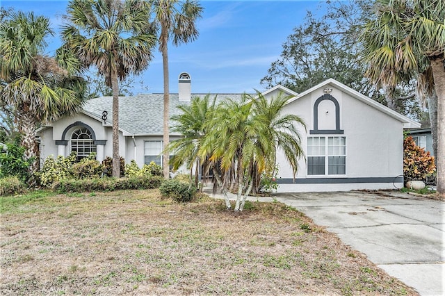 6009 County Line Rd, Spring Hill, FL 34606 - view of front of house featuring a shingled roof, stucco siding, and a chimney