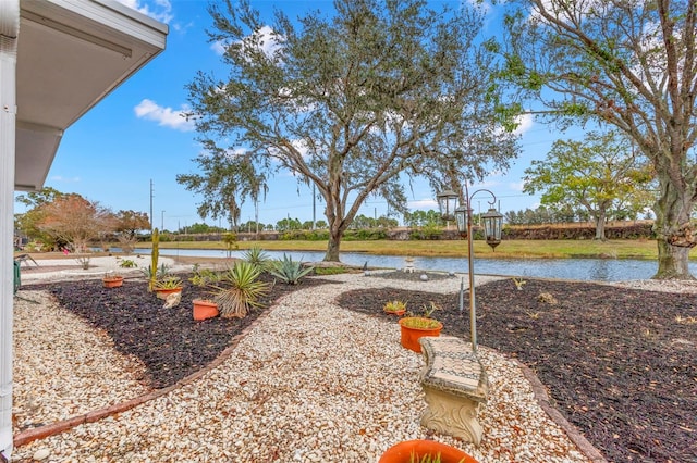 view of yard featuring a water view