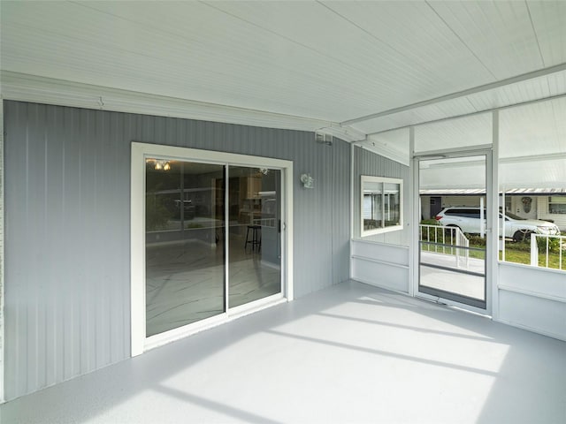 view of unfurnished sunroom