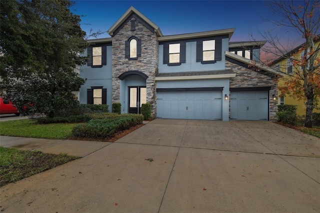 view of front facade with a garage