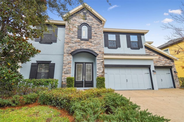 view of front of house with a garage