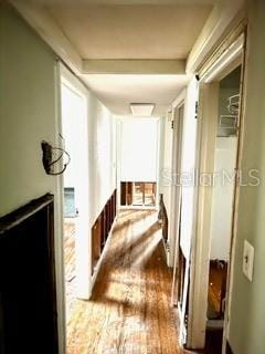 hall with hardwood / wood-style flooring