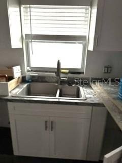 kitchen featuring sink and white cabinets