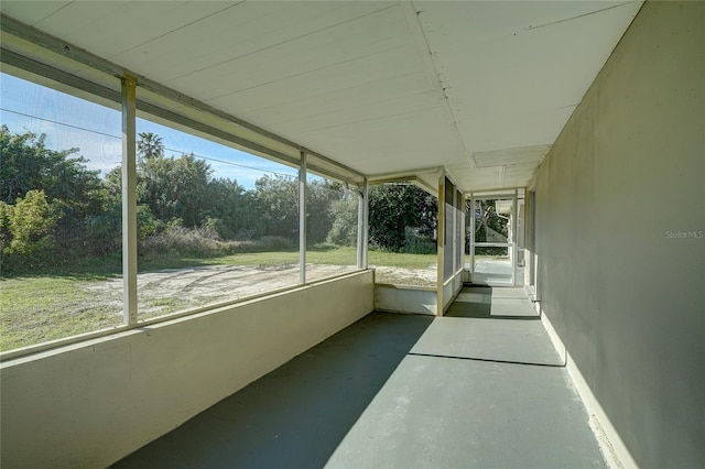 view of unfurnished sunroom