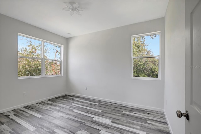 empty room with light hardwood / wood-style flooring