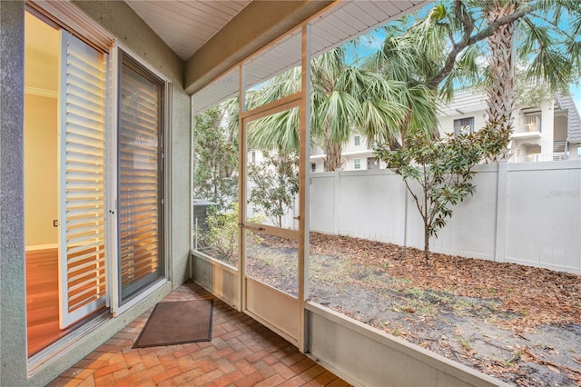 view of unfurnished sunroom