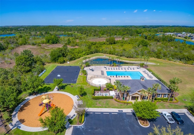 bird's eye view featuring a water view