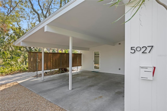 view of patio featuring a carport