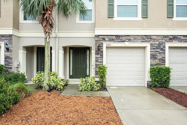 entrance to property with a garage