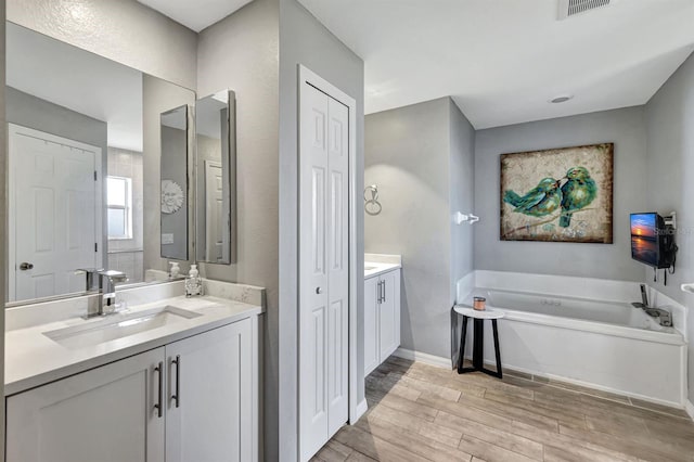 bathroom featuring vanity and a bathtub