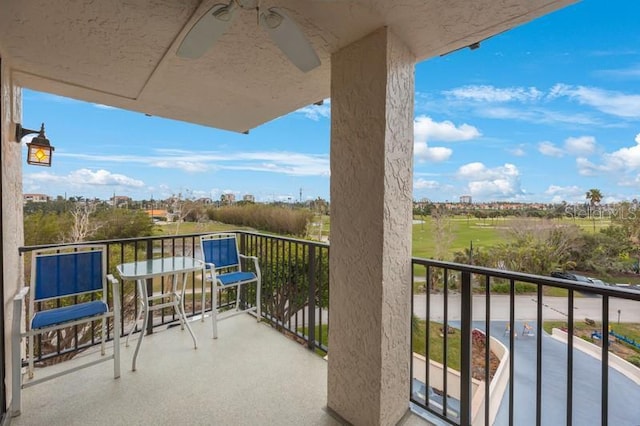 balcony with ceiling fan