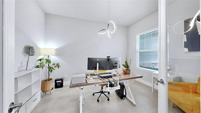 office featuring light tile patterned flooring