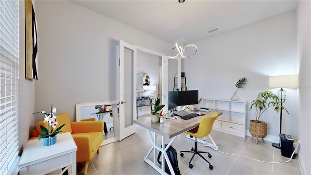 office space featuring light tile patterned floors