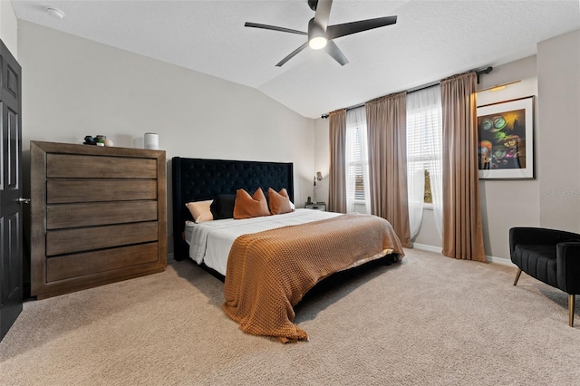 29913 Southwell Ln, Wesley Chapel, FL 33543 - bedroom featuring carpet flooring, lofted ceiling, baseboards, and a ceiling fan
