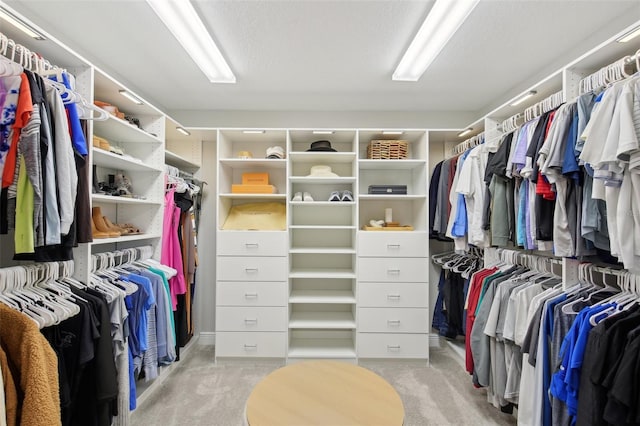 walk in closet featuring carpet