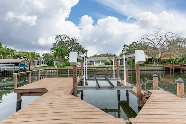 view of dock featuring a water view