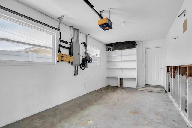 garage with a garage door opener