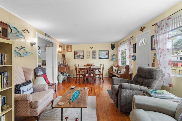 living room with hardwood / wood-style flooring