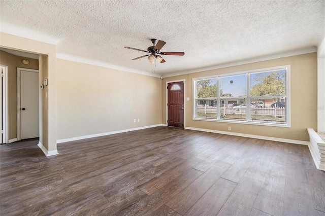 5130 Dr Martin Luther King Jr St S, Saint Petersburg, FL 33705 - unfurnished living room with ceiling fan, baseboards, and dark wood-style floors