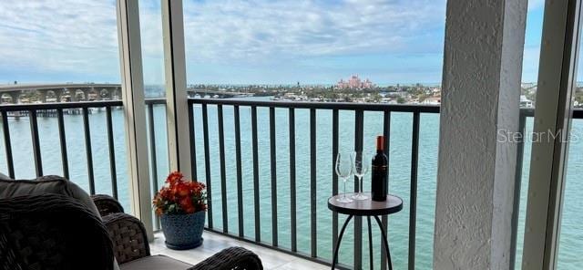 balcony with a water view