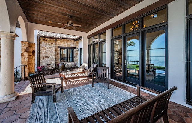 view of patio / terrace with ceiling fan