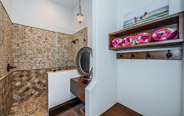 bathroom with a walk in shower