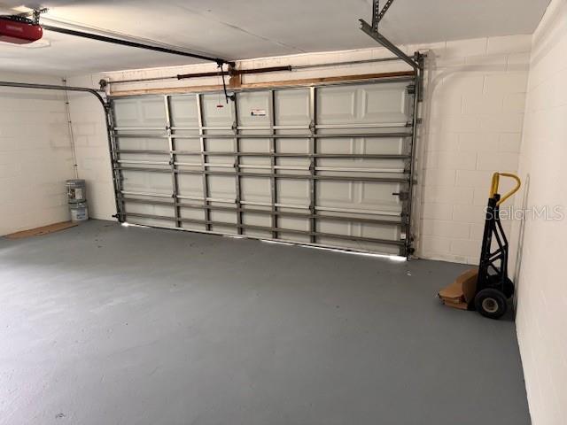 garage with a garage door opener