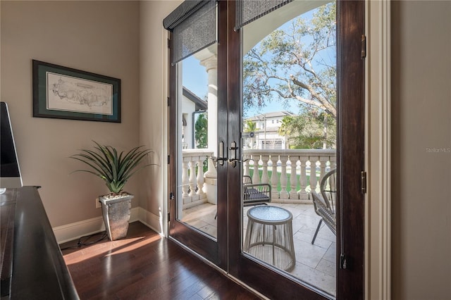 doorway featuring hardwood / wood-style flooring