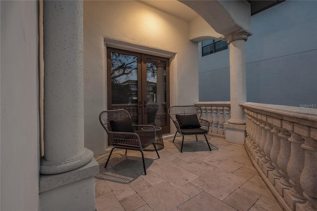 view of patio featuring french doors