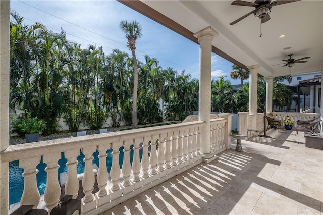 view of patio with ceiling fan