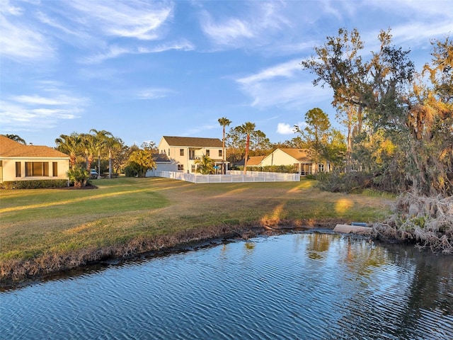 property view of water with fence