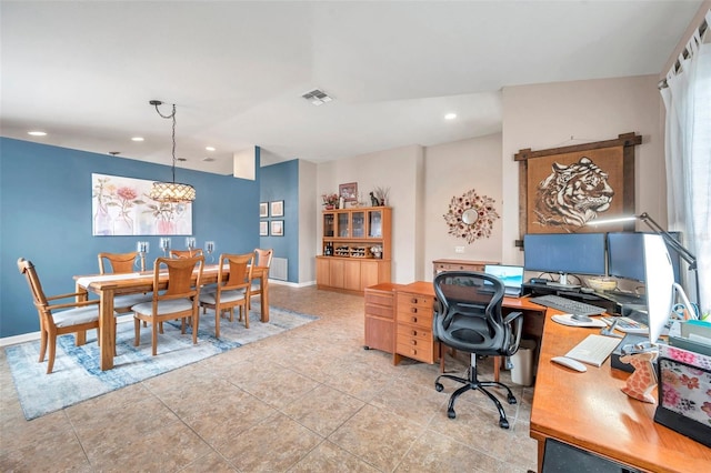 office space featuring light tile patterned floors