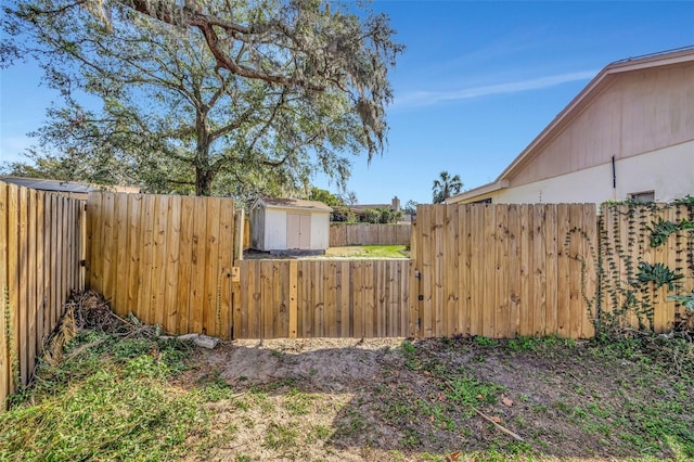 view of yard with a storage shed