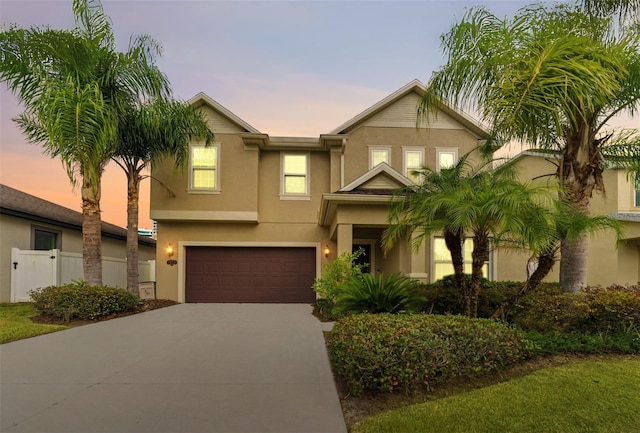 view of front of property featuring a garage