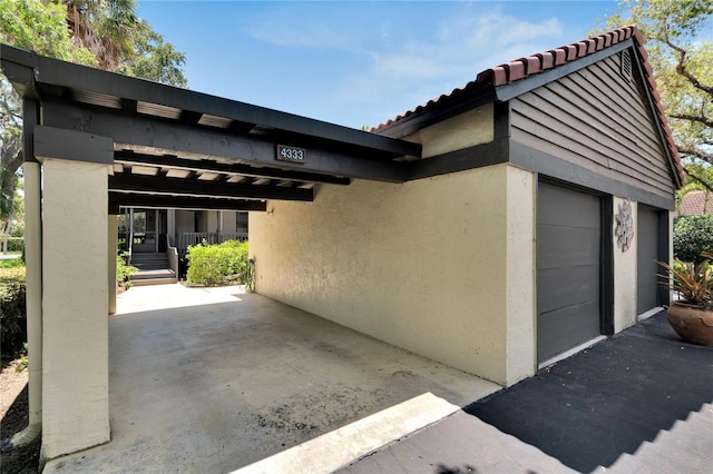 view of garage