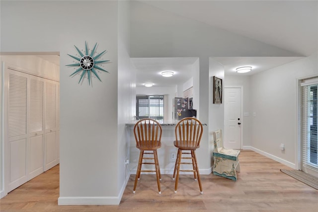 dining space with light hardwood / wood-style flooring