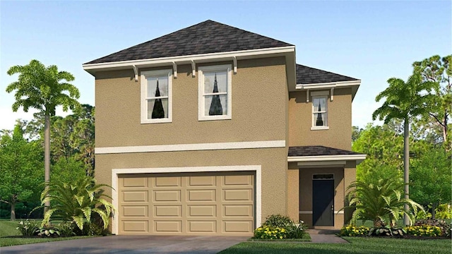 view of front of home with a garage