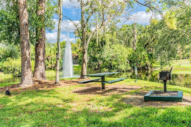 surrounding community featuring a water view