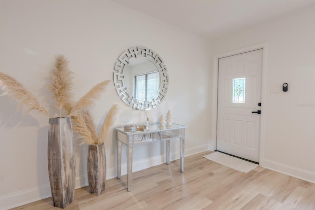 entryway with hardwood / wood-style floors and plenty of natural light