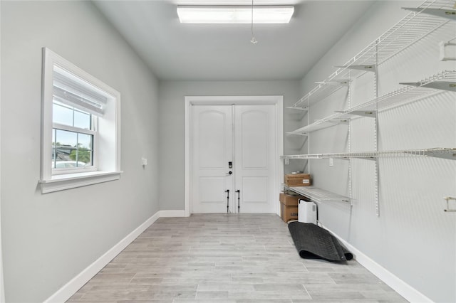 interior space with light hardwood / wood-style floors