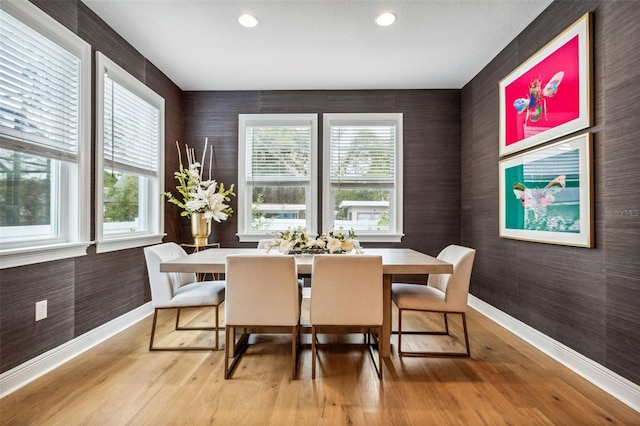 dining area with light wood-type flooring