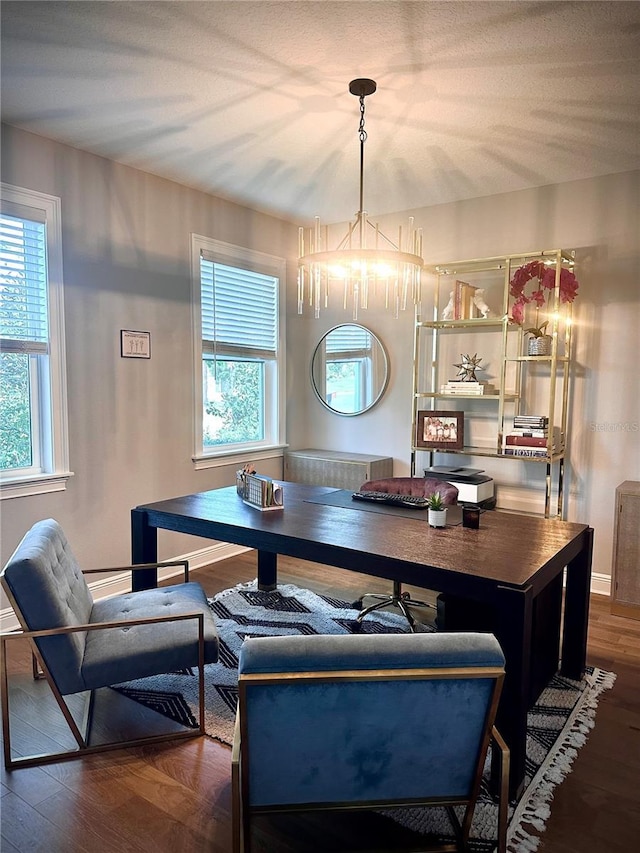 dining room with dark wood-type flooring