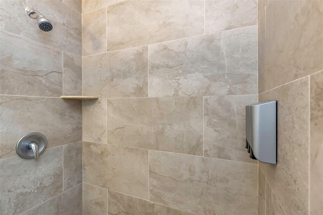 interior details featuring tiled shower