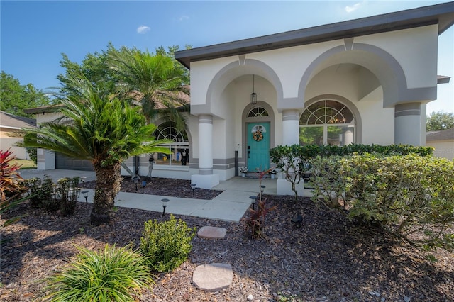 entrance to property with a garage