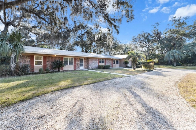 ranch-style home with a front lawn