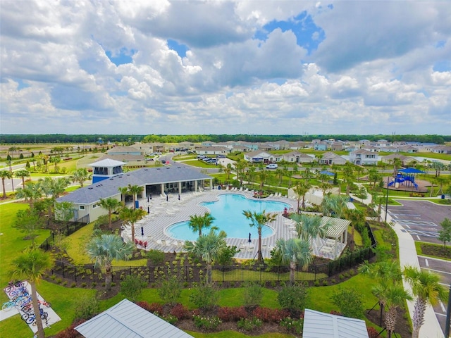 drone / aerial view featuring a residential view