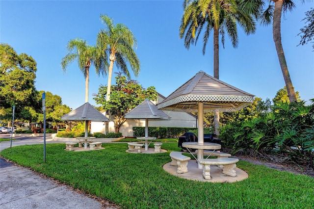 view of yard with a gazebo